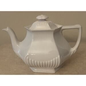 Wm Adams & Sons Micratex Ironstone Hexagon Teapot White England Included 40oz.